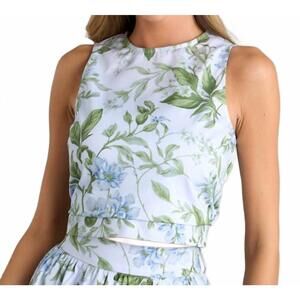 NEW PROSPERINA simone sleveless top in blue lilacs botanical